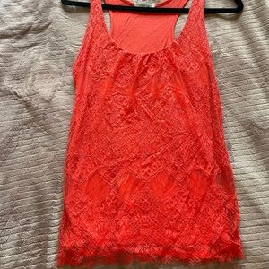 Orange Lace Tank Top